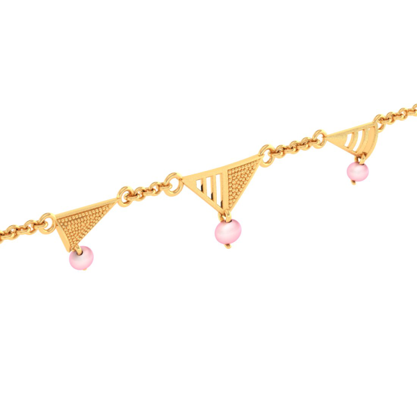 14k Exclusive Gold Bracelet With Triangular Designs And Beads Hot on Sale