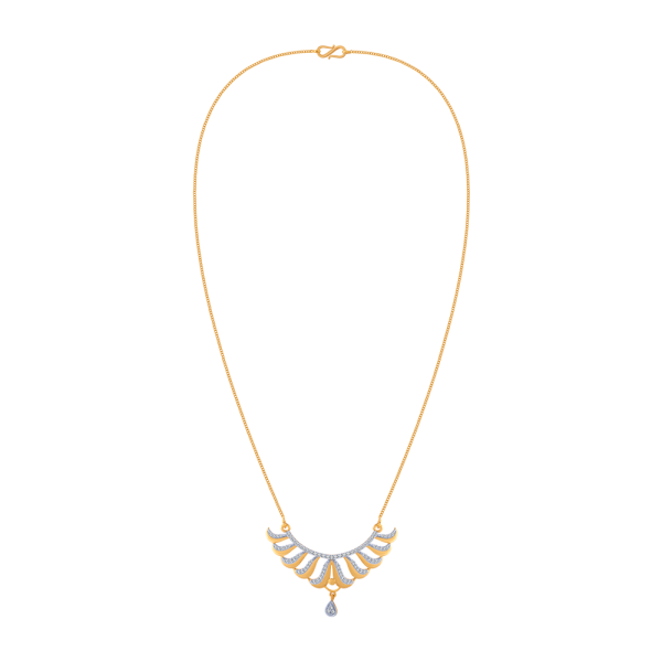 14KT (585) Yellow Gold And American Diamond Chain For Women Online