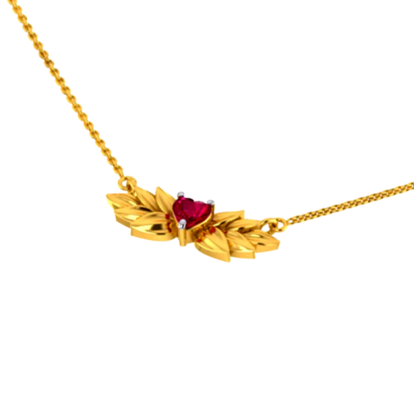 14k Gold Chain Pendant With A Heart And Leafy Designs Online Sale