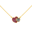 Heart-shaped 14k Gold Pendant With Diamond And Ruby Detailing For Sale