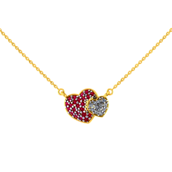 Heart-shaped 14k Gold Pendant With Diamond And Ruby Detailing For Sale