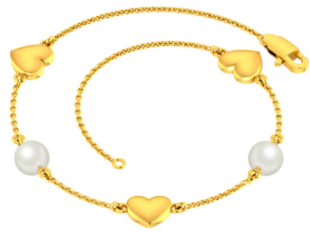 Lovely 14k Gold Heart Design And Pearl Accent Bracelet For Women From Pc Chandra Online Exclusive Fashion