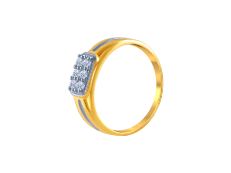 18k (750) Yellow Gold And Diamond Ring For Men Online Sale