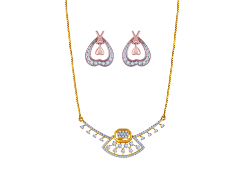 18k Exquisite Diamond Necklace Earrings Set For Discount