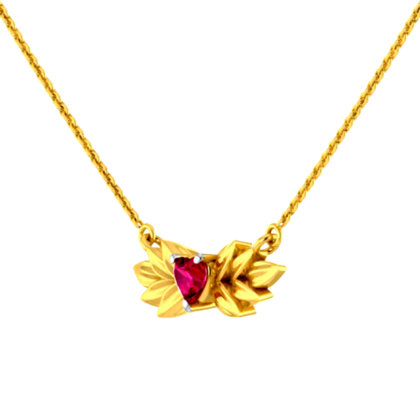 14k Gold Chain Pendant With A Heart And Leafy Designs Online Sale