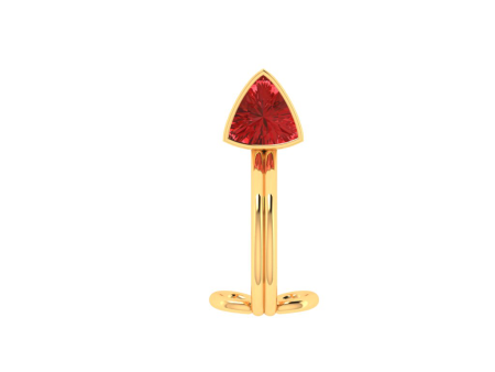 14k Gold Lip Ring With Red Triangle Stone Cheap