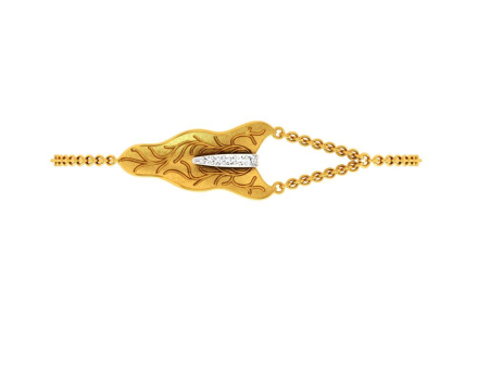 Asymmetric Gold Motif Diamond Bracelet For Sale