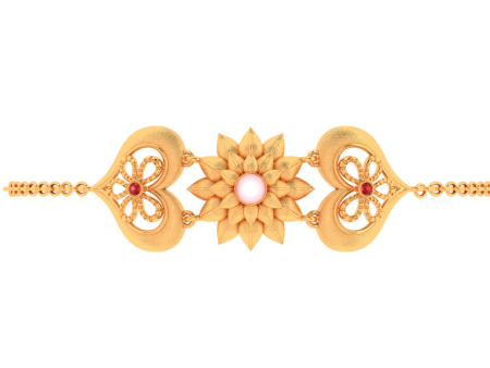 14k Elegant Peace Six Flowers Red Gems And Pink Pearl Bracelet Online now