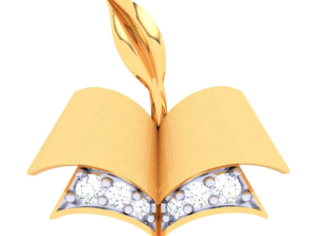 18k Diamond Pendant Shaped In The Form Of Two Books And A Beautiful Feather From P.c Chandra Jewellers Online Sale