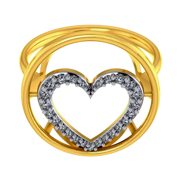 18k Diamond Ring With A Diamond-studded Heart Inside A Concentric Circle On Top Sale