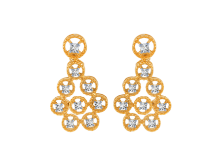 14KT (585) Yellow Gold And Diamond Stud Earrings For Women Online now