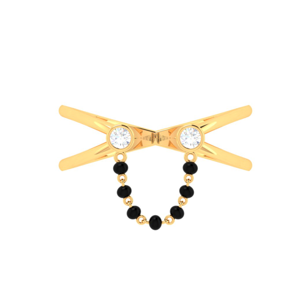 18k Dainty Gold Mangalsutra Ring With Two Diamonds From Pc Chandra Sale