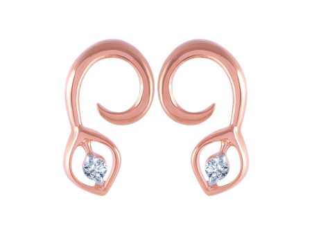 14k (585) Rose Gold And Diamond Stud Earrings For Women Supply