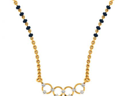 14KT (585) Yellow Gold Mangalsutra (artificial Beaded) For Women For Sale