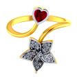 18k Diamond Ring With A Diamond Studded Five-petal Floral Design And A Mini Heart Pendant Hot on Sale