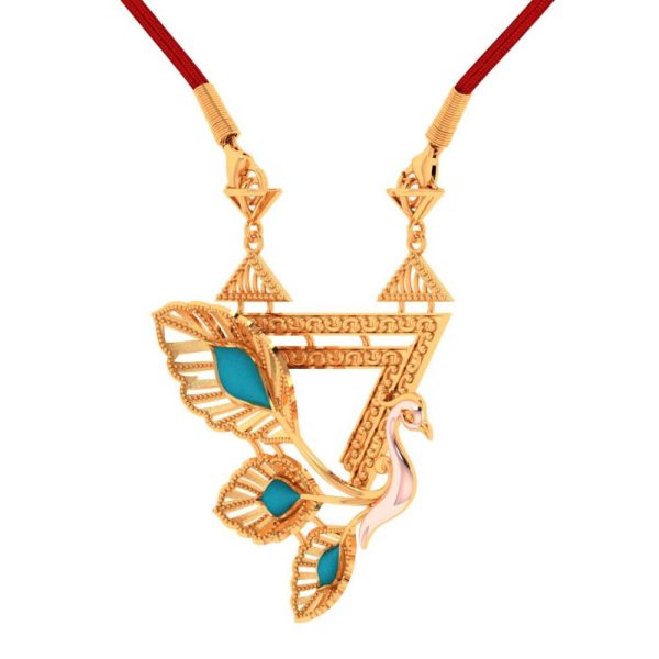 14k Gold Blue Coloured Cantered Leaves With Swan Necklace Supply