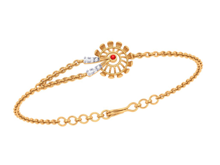 Shimmering Single Red Stone Studded Gold Bracelet Online