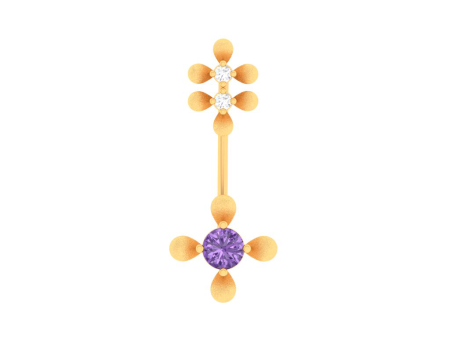 14k Floral Diamond Belly Button Ring Online