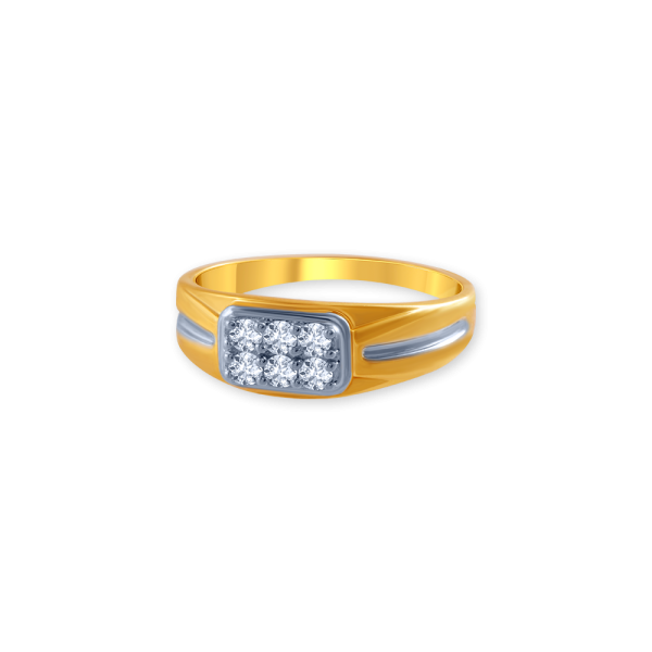 18k (750) Yellow Gold And Diamond Ring For Men Online Sale