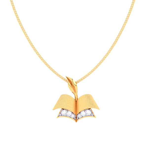 18k Diamond Pendant Shaped In The Form Of Two Books And A Beautiful Feather From P.c Chandra Jewellers Online Sale