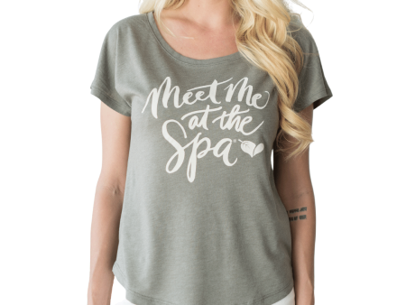 Meet Me at the Spa Calligraphy Women s T-Shirt | Lucky Owl Sale