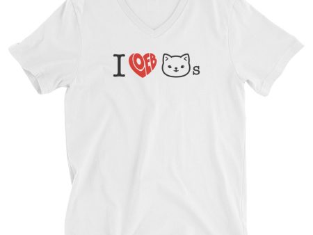 I Loeb Cats Unisex Short Sleeve V-Neck T-Shirt (Graphic) Sale