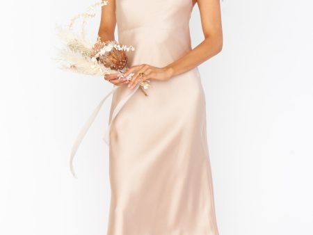 Verona Cowl Dress ~ Champagne Luxe Satin Sale